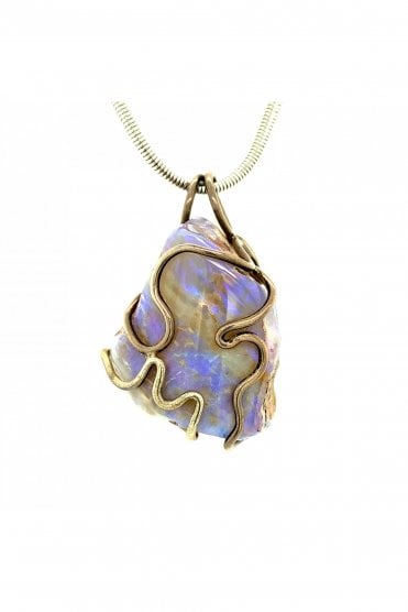 Silver Large Boulder Opal Pendant