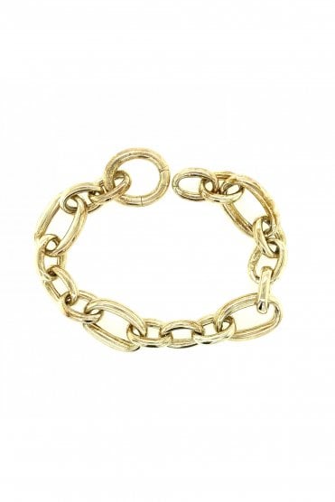 Silver Oval Link with Hidden Catch Bracelet