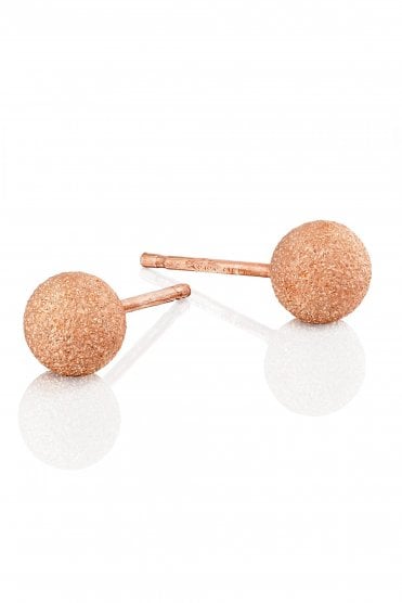 Silver Rose Gold Colour Frosted Ball Studs Earrings