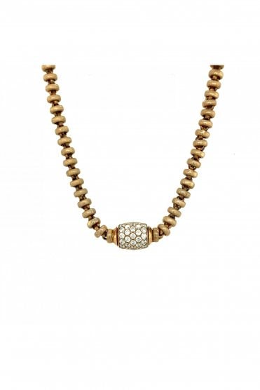Silver Rose Gold Plated with Oval Cubic Zirconia Necklace