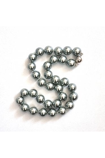 Simulated Grey Pearl Necklace Magnetic Clasp
