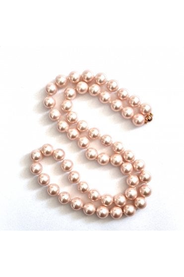 Simulated Pink Pearl Necklace Magnetic Clasp