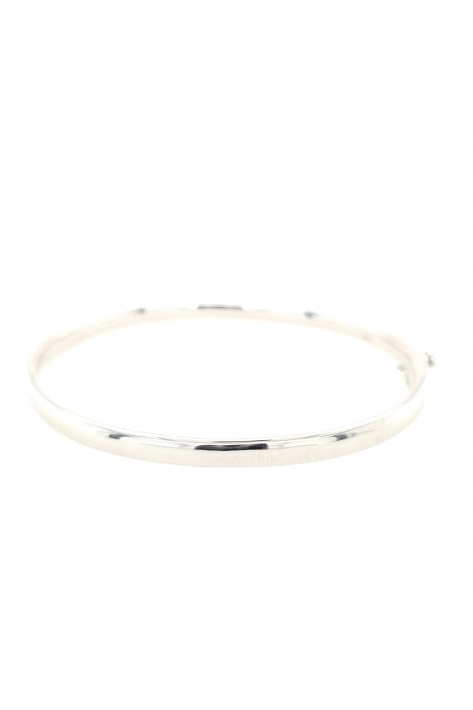 Solid Silver Hinged Oval Bangle Width: 4mm