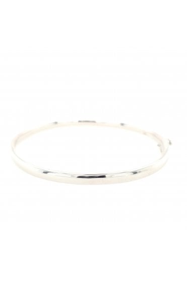 Solid Silver Hinged Oval Bangle Width: 4mm