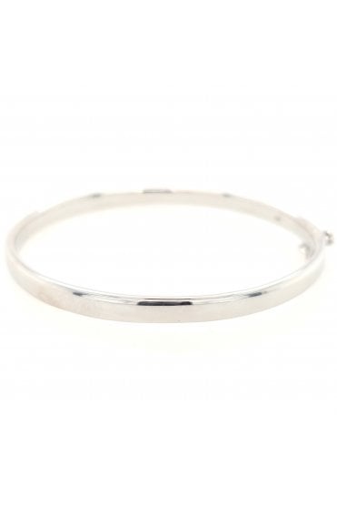 Solid Silver Hinged Oval Bangle Width: 5mm
