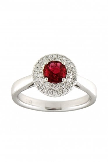 Spinel & Diamond Halo Ring 18ct White Gold