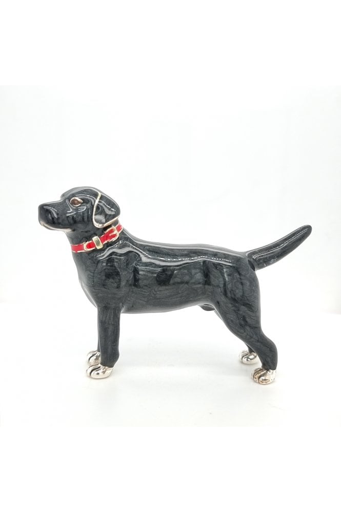 Sterling Silver and Enamel Black Labrador Dog