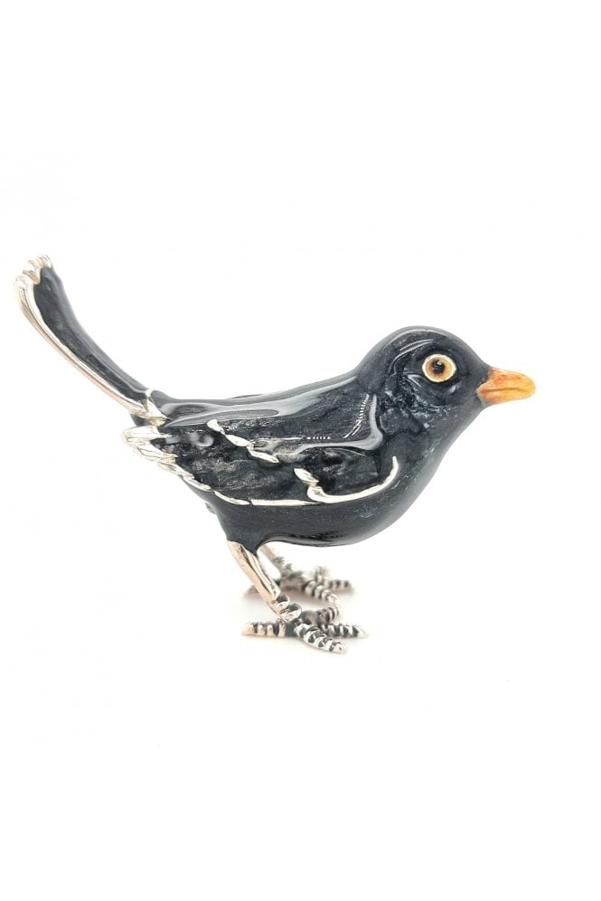 Sterling Silver and Enamel Blackbird