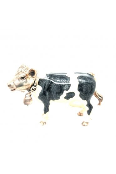 Sterling Silver and Enamel Cow