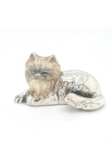 Sterling Silver and Enamel Persian Cat