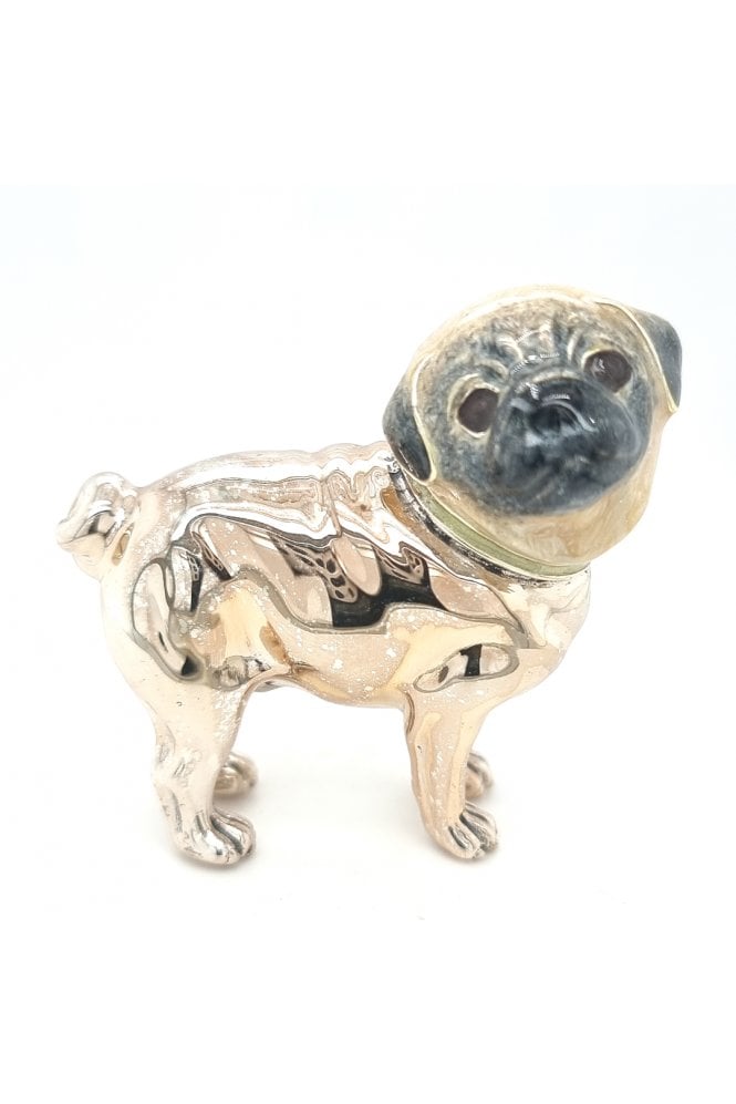 Sterling Silver and Enamel Pug Dog
