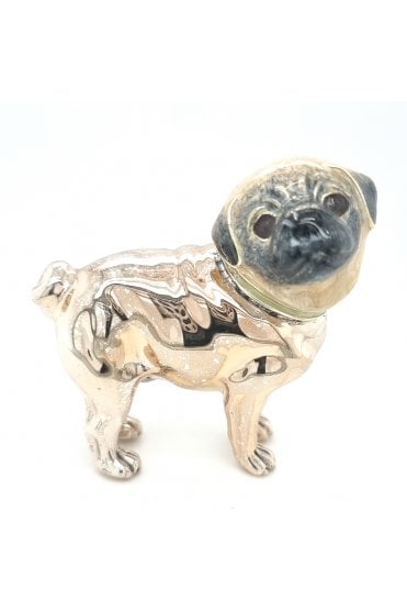 Sterling Silver and Enamel Pug Dog