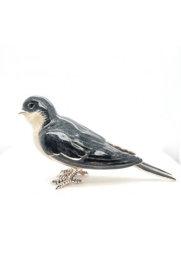 Sterling Silver and Enamel Swallow