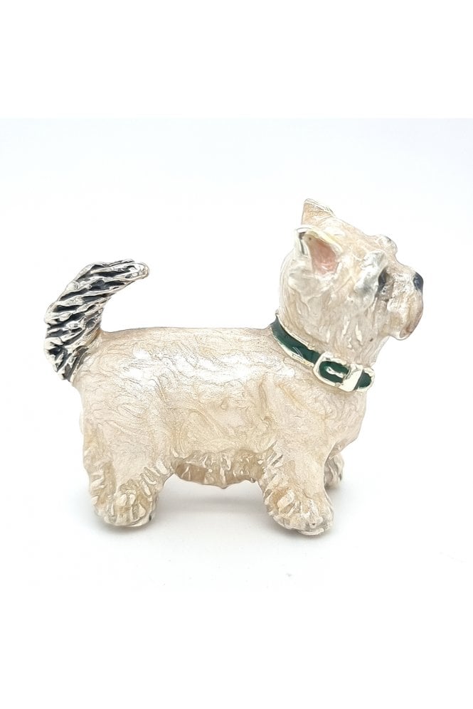 Sterling Silver and Enamel Westie Dog