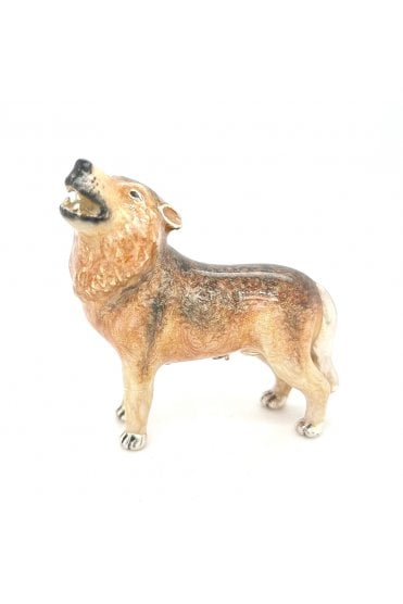 Sterling Silver and Enamel Wolf
