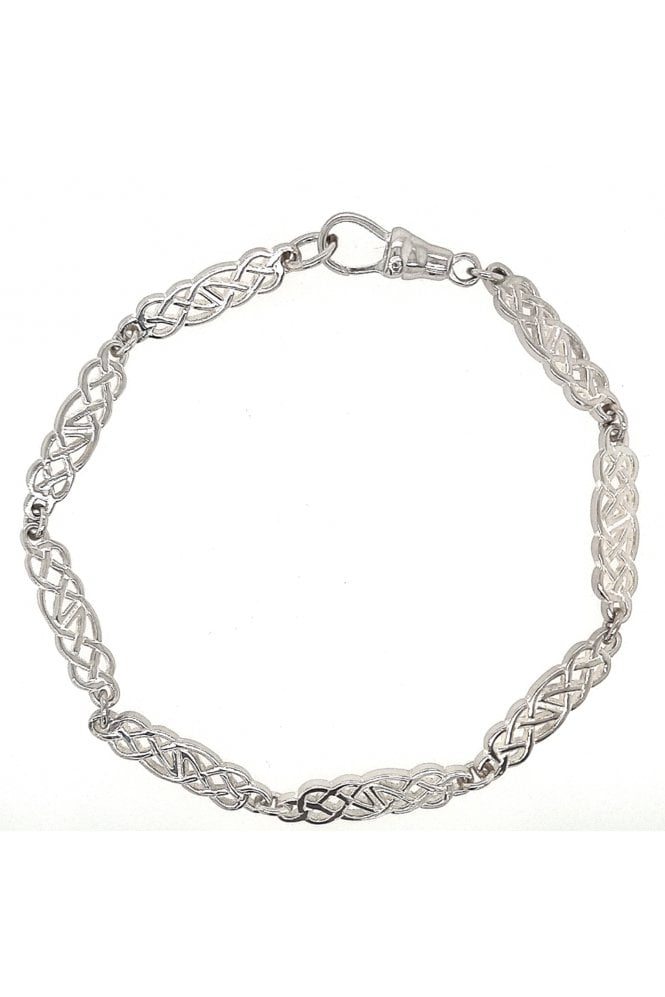 Sterling Silver Celtic Link Bracelet Rhodium Plated, Length: 7.5 Inches