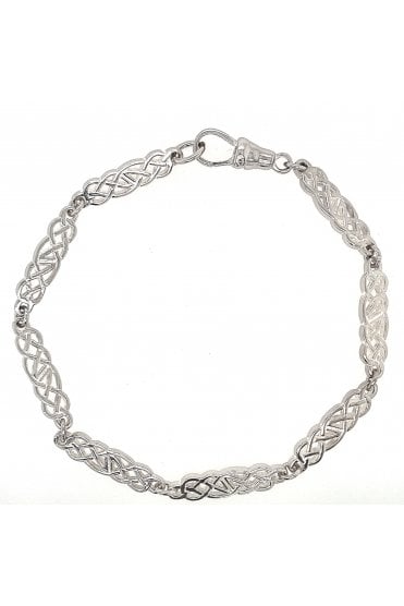 Sterling Silver Celtic Link Bracelet Rhodium Plated, Length: 7.5 Inches