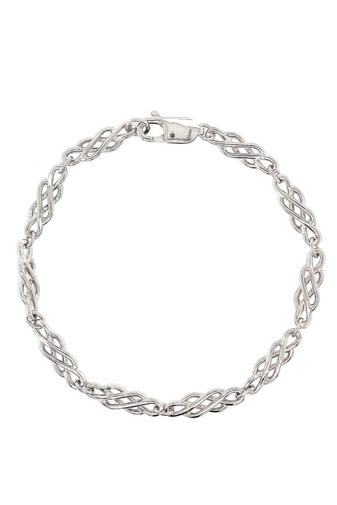 Sterling Silver Celtic Link Bracelet Rhodium Plated, Length: 7 Inches