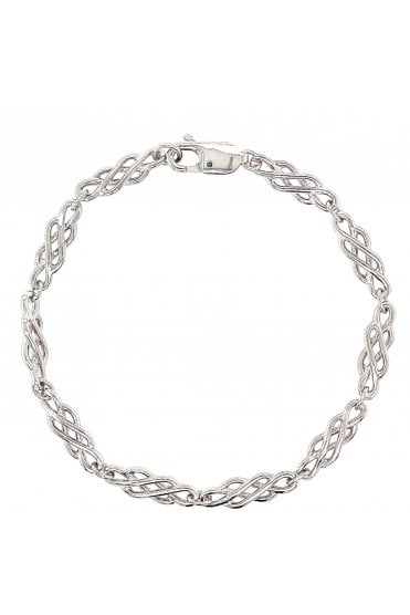 Sterling Silver Celtic Link Bracelet Rhodium Plated, Length: 7 Inches