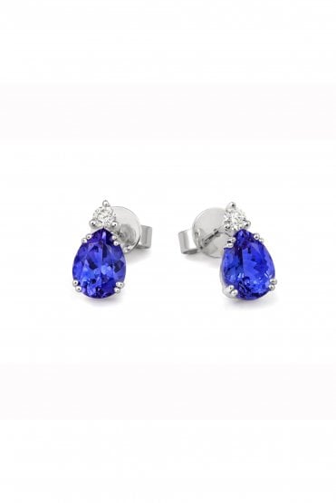 Tanzanite & Diamond 18ct White Gold Earrings  EW-0746-TZ