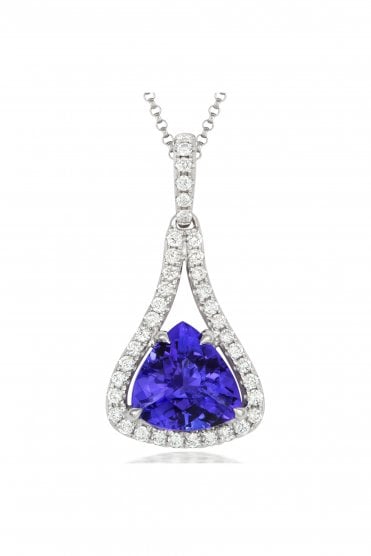 Tanzanite & Diamond 18ct White Gold Pendant  PW-0661-TZ